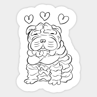 Shar Pei Love - Black Line Sticker